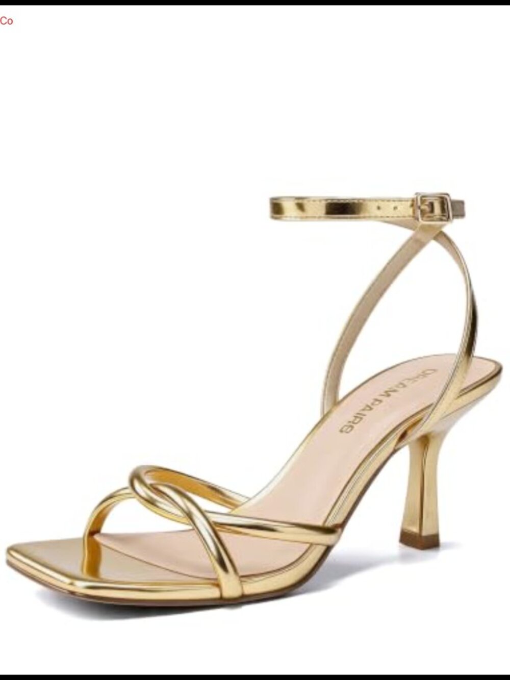 Women's Kitten Heel Ankle Strap Sandals Square Toe Faux Leather Dress Heels